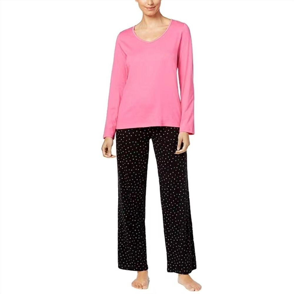 NEW CHARTER CLUB LUXURY women's graphic top and printed pants pajama set in mult
